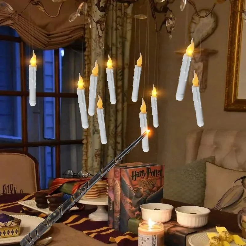 Floating LED Candle Set (12pcs) – Remote Control Wand & Hooks for Party Décor