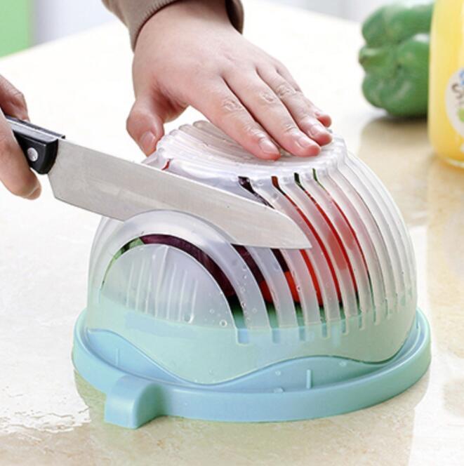 2-in-1 Salad Cutter & Strainer – Fast Healthy Meal Prep Bowl