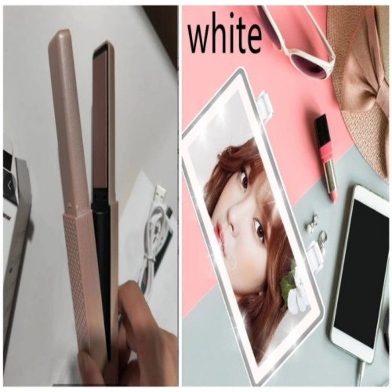 Cordless Hair Straightener & Curler – Portable 2-in-1 Ceramic Styler