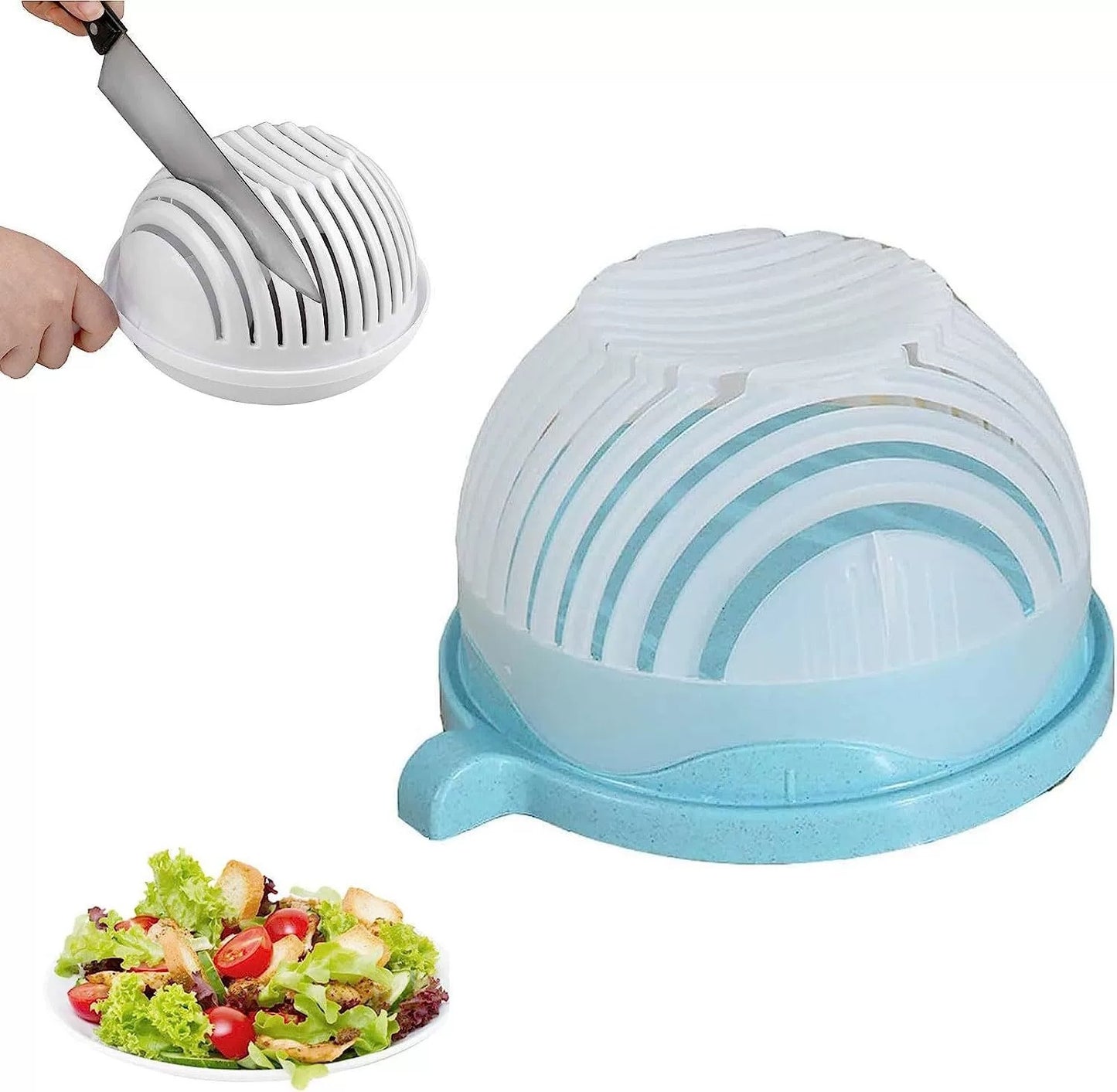 2-in-1 Salad Cutter & Strainer – Fast Healthy Meal Prep Bowl