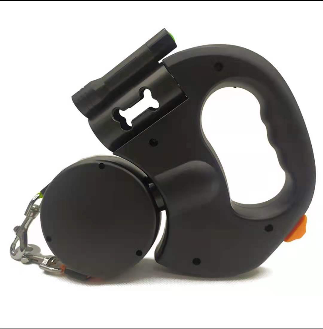 2-in-1 Retractable Dog Leash – Walk Two Dogs with Built-in Light & Poop Bag Storage