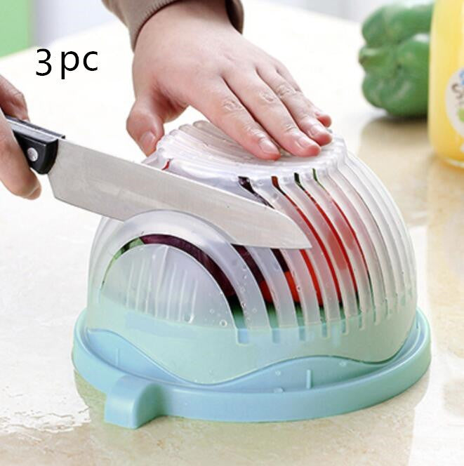 2-in-1 Salad Cutter & Strainer – Fast Healthy Meal Prep Bowl