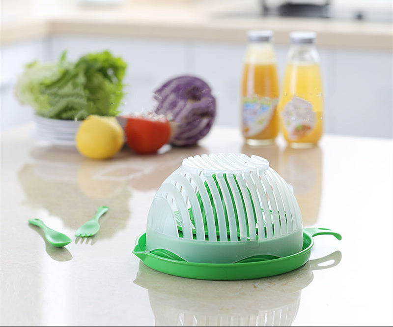 2-in-1 Salad Cutter & Strainer – Fast Healthy Meal Prep Bowl