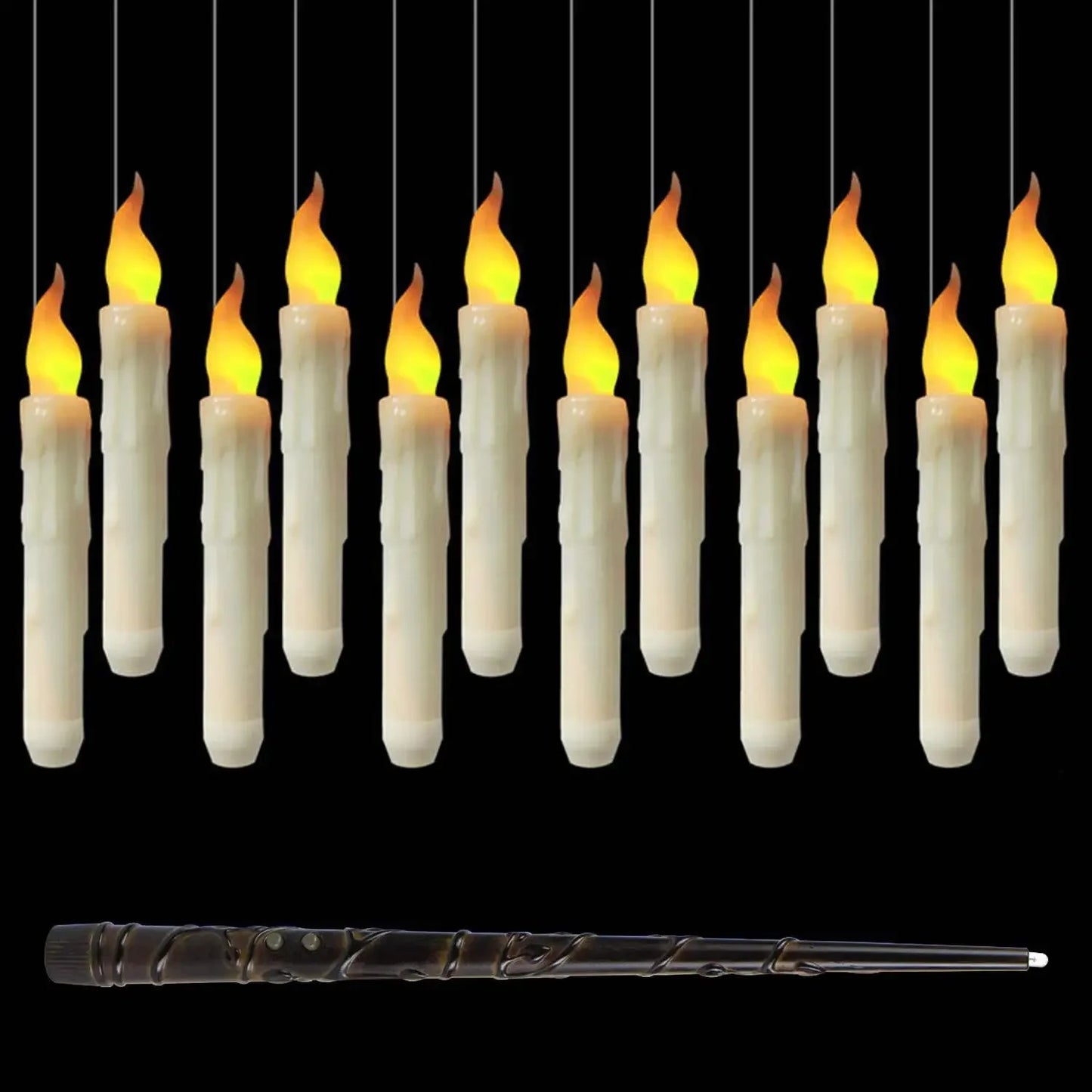 Floating LED Candle Set (12pcs) – Remote Control Wand & Hooks for Party Décor