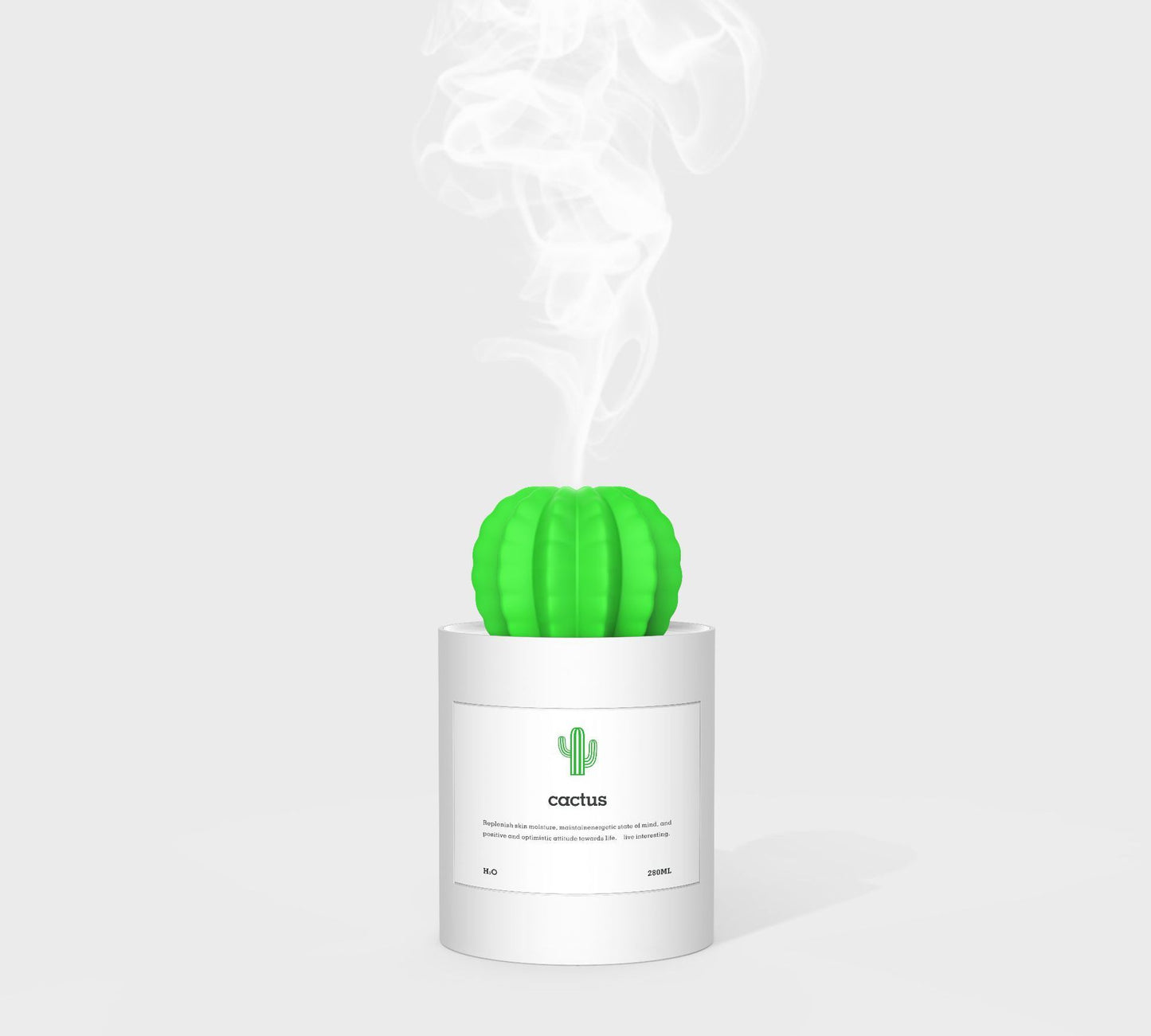 Mini Cactus Humidifier – Ultrasonic Cool Mist USB Air Humidifier (280ml)