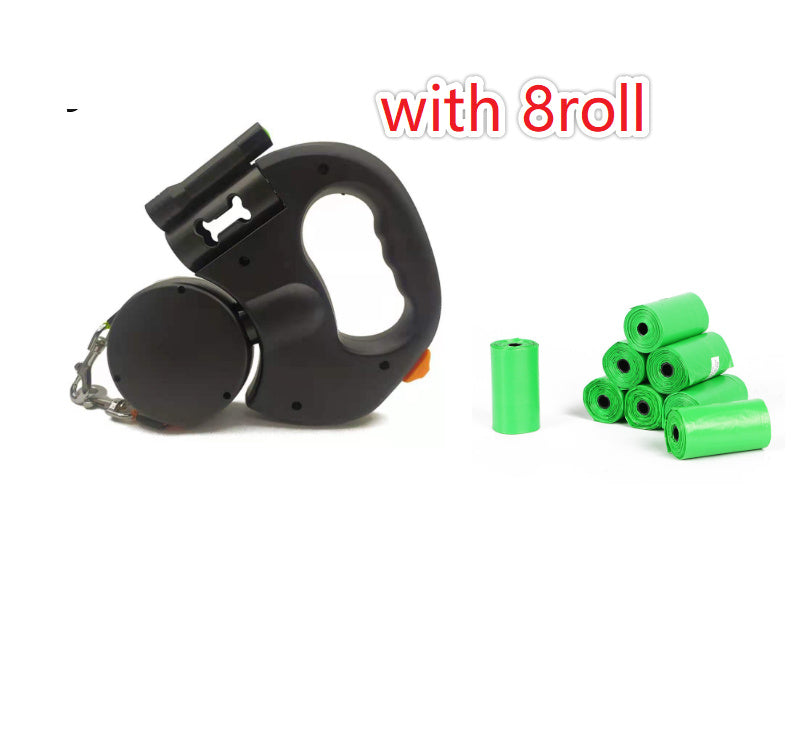 2-in-1 Retractable Dog Leash – Walk Two Dogs with Built-in Light & Poop Bag Storage