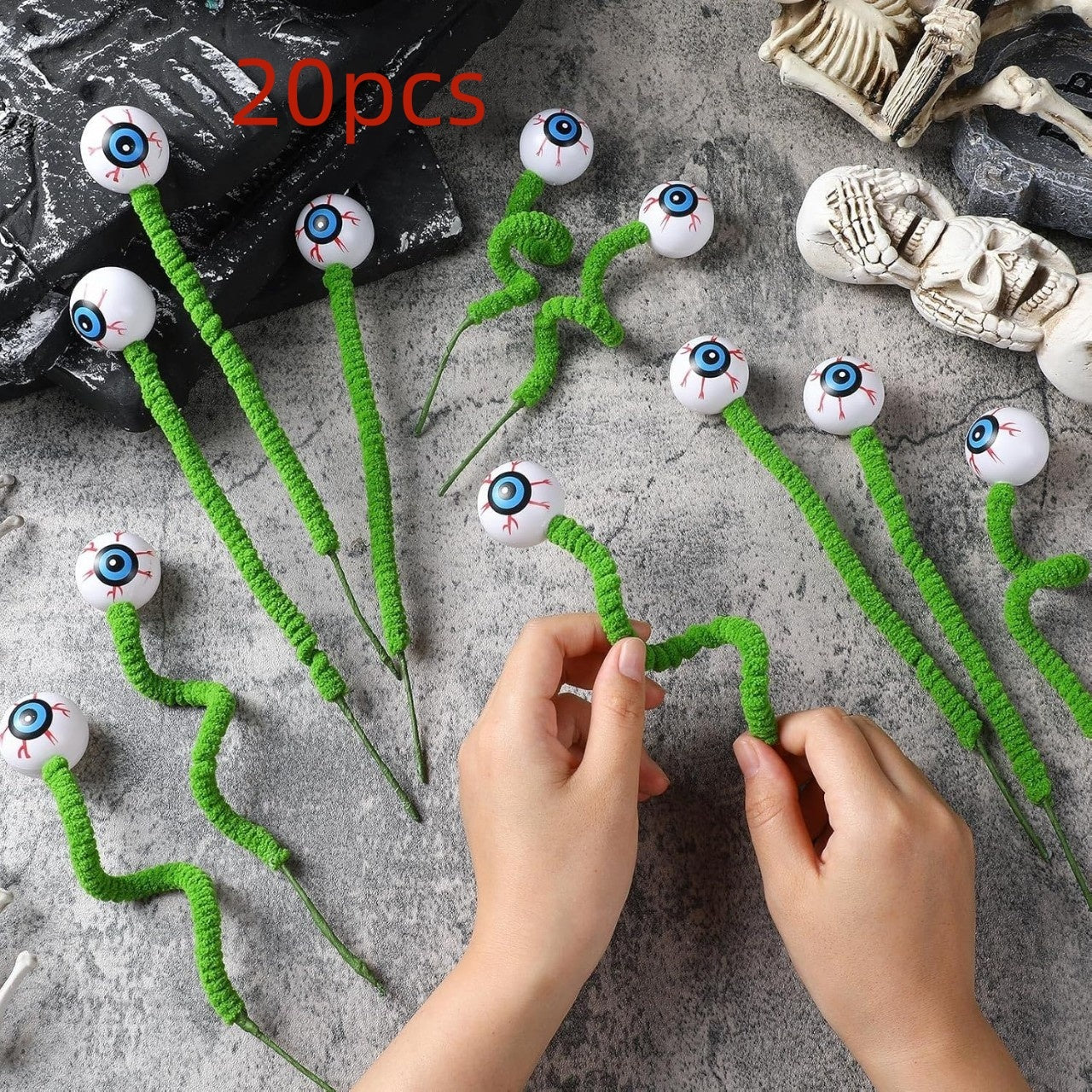 Halloween Eyeball Twig Bouquet – Creepy 3D Decorative Arrangement