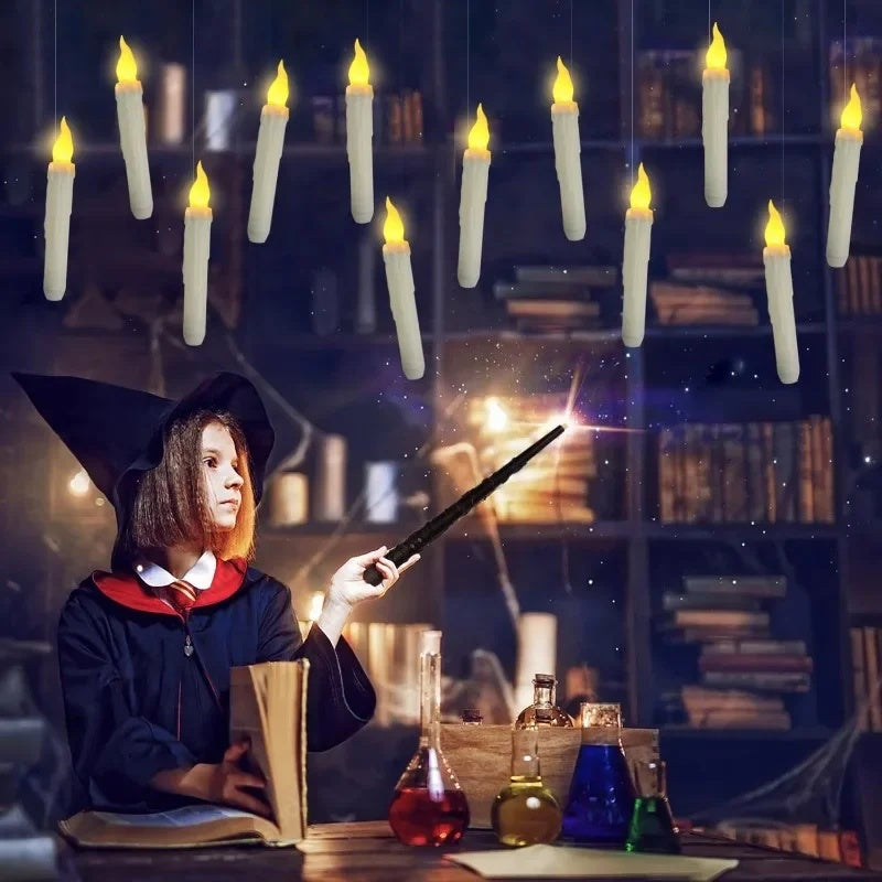 Floating LED Candle Set (12pcs) – Remote Control Wand & Hooks for Party Décor