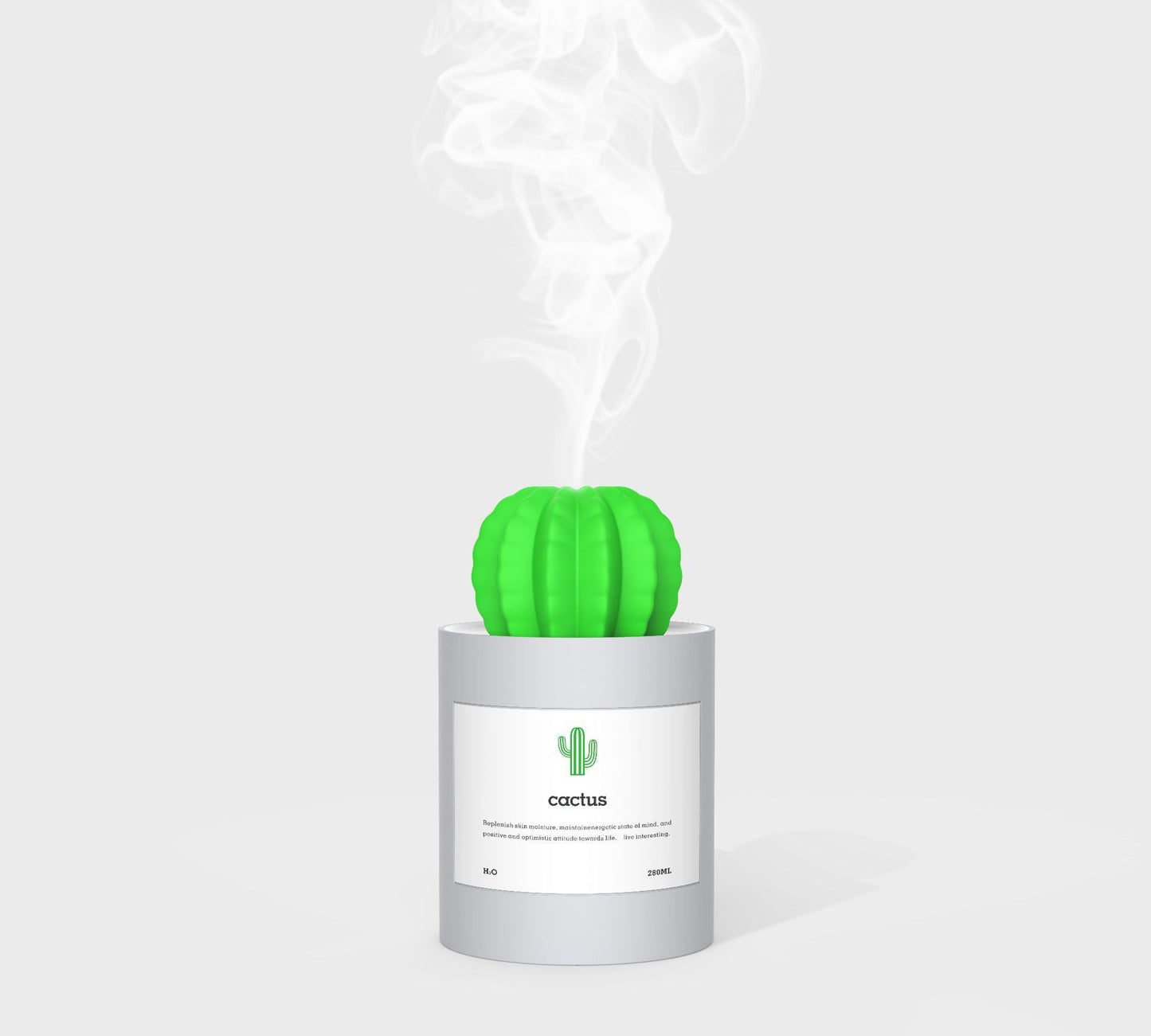 Mini Cactus Humidifier – Ultrasonic Cool Mist USB Air Humidifier (280ml)