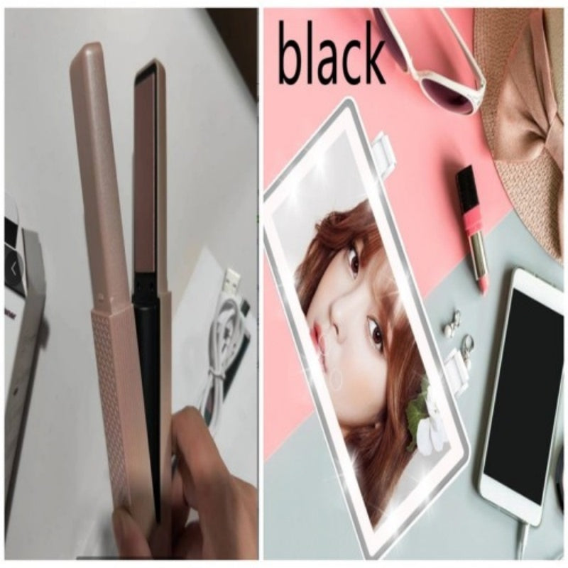 Cordless Hair Straightener & Curler – Portable 2-in-1 Ceramic Styler