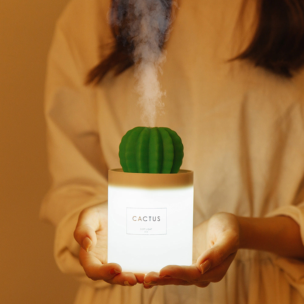 Mini Cactus Humidifier – Ultrasonic Cool Mist USB Air Humidifier (280ml)