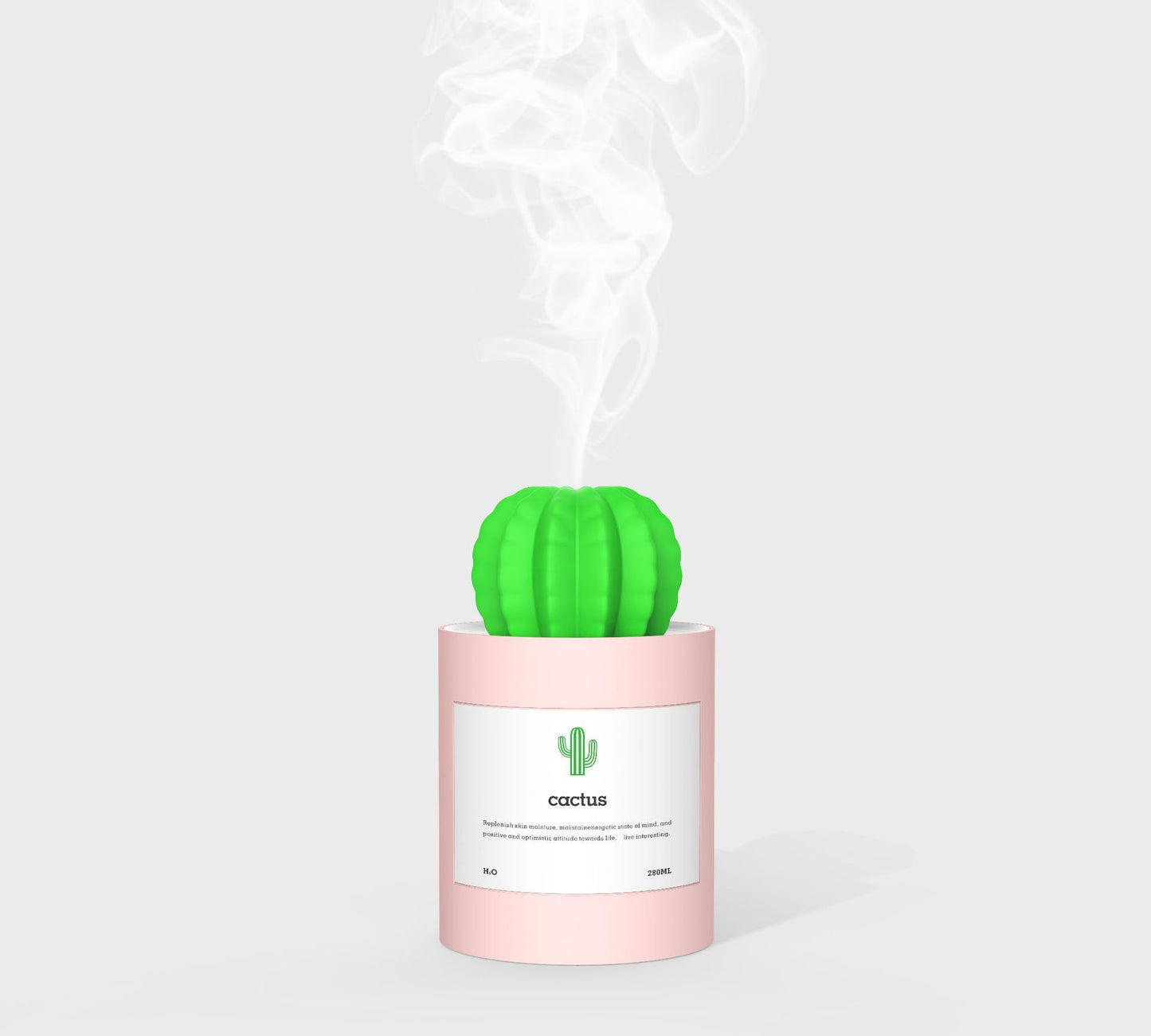 Mini Cactus Humidifier – Ultrasonic Cool Mist USB Air Humidifier (280ml)