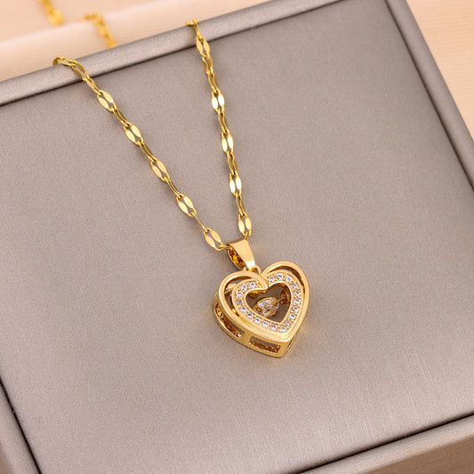 Heart Pendant Necklace – Elegant Titanium Steel Women’s Jewelry