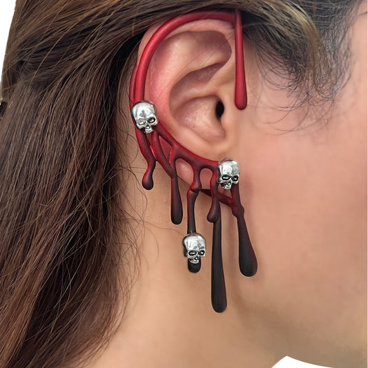 Exaggerated Lava Design Earrings – Gothic Halloween Auricle Style