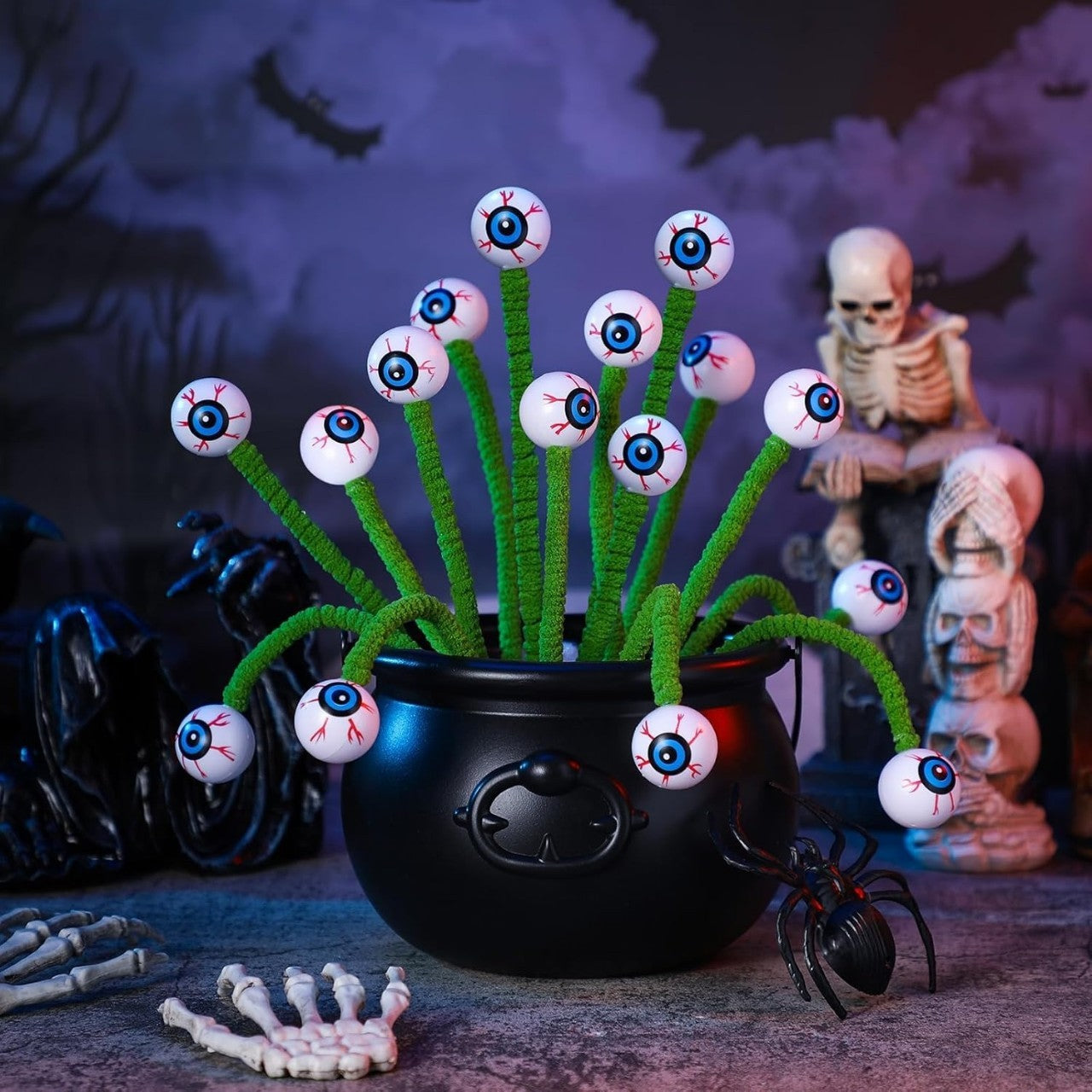 Halloween Eyeball Twig Bouquet – Creepy 3D Decorative Arrangement