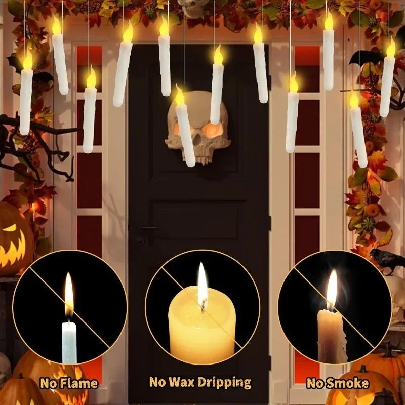 Floating LED Candle Set (12pcs) – Remote Control Wand & Hooks for Party Décor