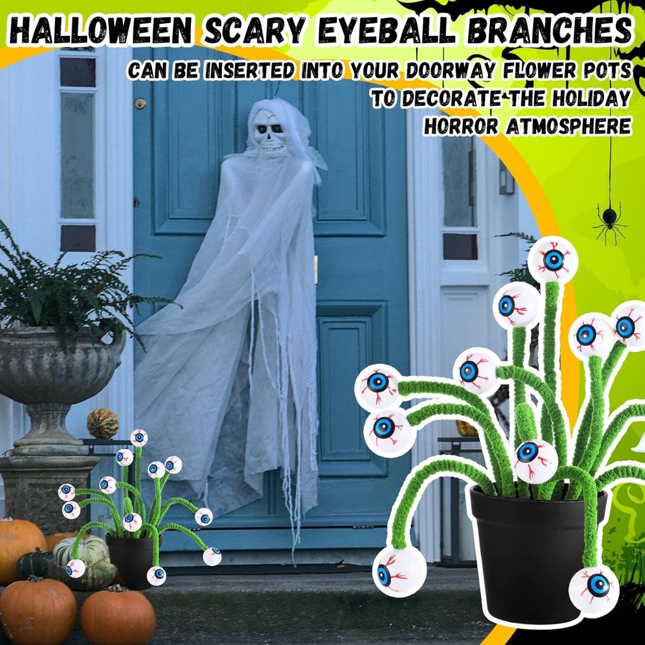 Halloween Eyeball Twig Bouquet – Creepy 3D Decorative Arrangement